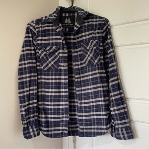 Montfort Men's Shirt Blue Gray Plaid Flannel Long Sleeve Size S